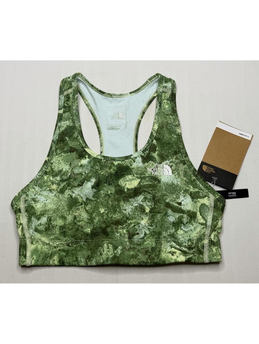 NWT The North Face Medium Green Elevation Midline Racerback Sports Bra P150